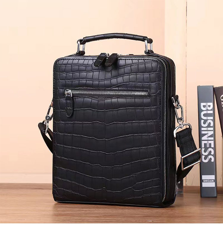 Whatna ワニ革 ワンショルダー メンズ バッグ 3way クラッチ ショルダー斜め掛け ボディバッグ 胸バッグ 肩掛けバッグ 手提げバッグ 手持げバッグ 小さい 2室仕切 クロコダイル革 鰐革 結婚式 バッグ ビジネス フォーマル 冠婚葬祭 バッグ-2