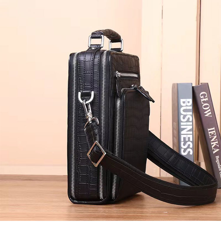 Whatna ワニ革 ワンショルダー メンズ バッグ 3way クラッチ ショルダー斜め掛け ボディバッグ 胸バッグ 肩掛けバッグ 手提げバッグ 手持げバッグ 小さい 2室仕切 クロコダイル革 鰐革 結婚式 バッグ ビジネス フォーマル 冠婚葬祭 バッグ-3