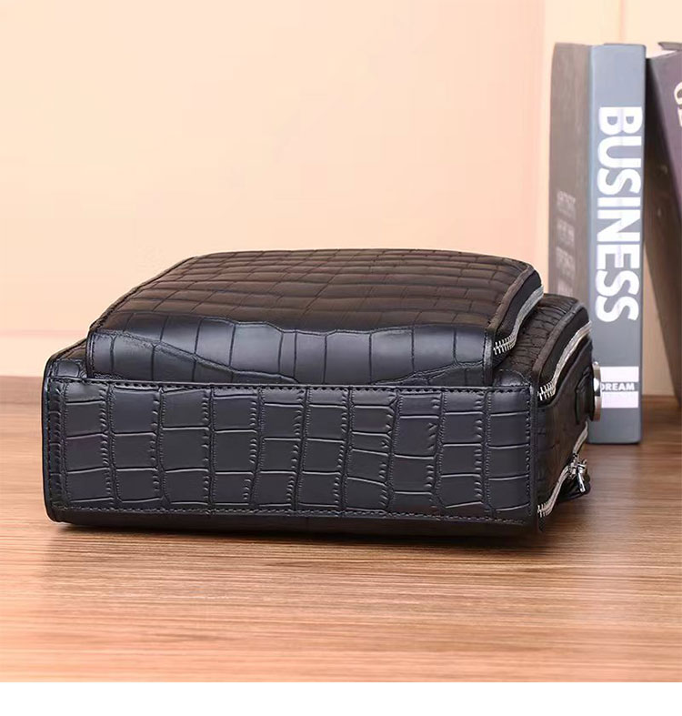 Whatna ワニ革 ワンショルダー メンズ バッグ 3way クラッチ ショルダー斜め掛け ボディバッグ 胸バッグ 肩掛けバッグ 手提げバッグ 手持げバッグ 小さい 2室仕切 クロコダイル革 鰐革 結婚式 バッグ ビジネス フォーマル 冠婚葬祭 バッグ-4