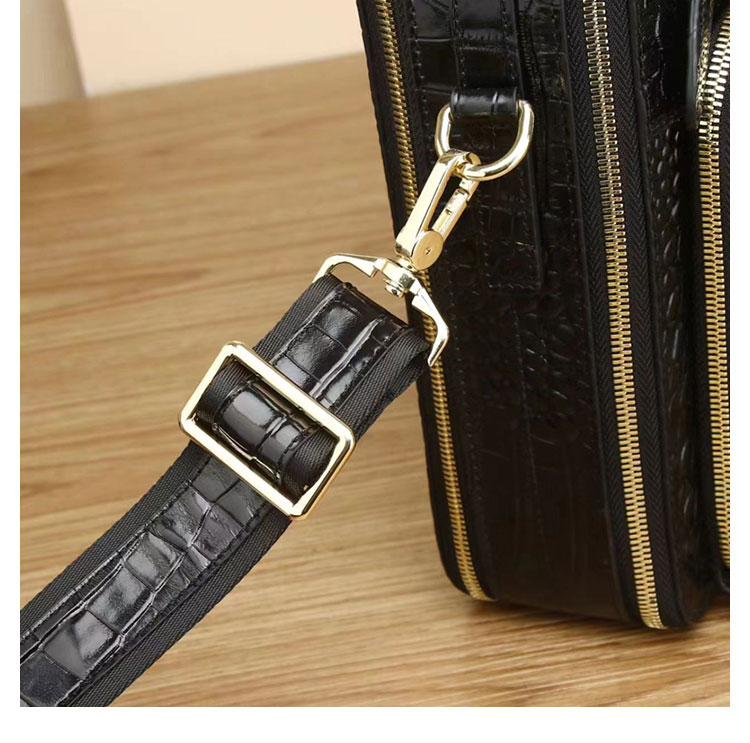 Whatna ワニ革 ワンショルダー メンズ バッグ  3way クラッチ ショルダー斜め掛け ボディバッグ 胸バッグ 肩掛けバッグ 手提げバッグ 手持げバッグ 小さい 2室仕切 クロコダイル革  鰐革 結婚式 バッグ ビジネス フォーマル 冠婚葬祭 バッグ 6006s-7