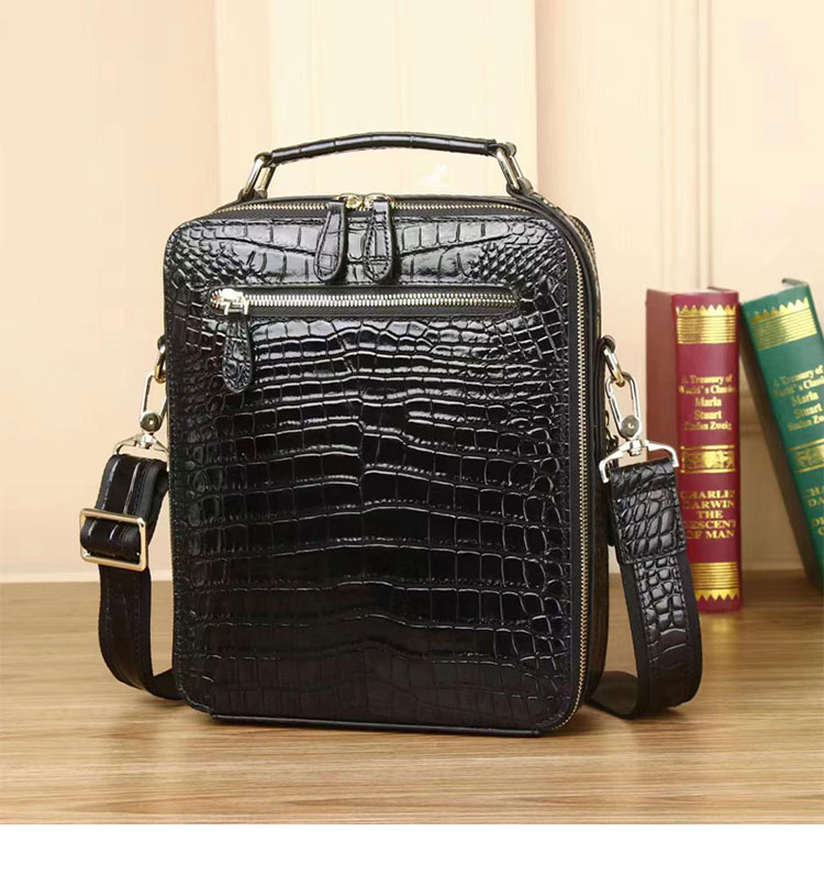 Whatna ワニ革 ワンショルダー メンズ バッグ  3way クラッチ ショルダー斜め掛け ボディバッグ 胸バッグ 肩掛けバッグ 手提げバッグ 手持げバッグ 小さい 2室仕切 クロコダイル革  鰐革 結婚式 バッグ ビジネス フォーマル 冠婚葬祭 バッグ 6006s-1