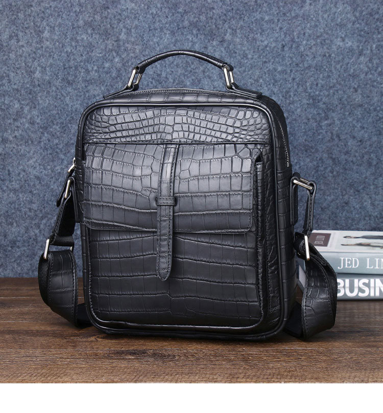 Whatna ワニ革 ワンショルダー メンズ バッグ  3way クラッチ ショルダー斜め掛け ボディバッグ 胸バッグ 肩掛けバッグ 手提げバッグ 手持げバッグ 小さい 2室仕切 クロコダイル革  鰐革 結婚式 バッグ ビジネス フォーマル 冠婚葬祭 バッグ 6313-2-1