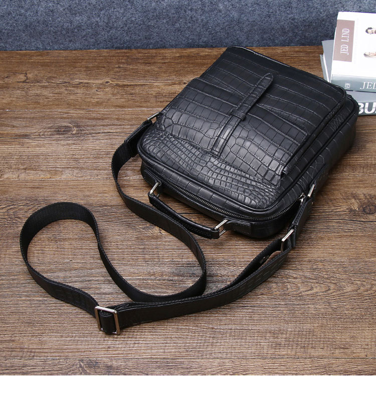 Whatna ワニ革 ワンショルダー メンズ バッグ  3way クラッチ ショルダー斜め掛け ボディバッグ 胸バッグ 肩掛けバッグ 手提げバッグ 手持げバッグ 小さい 2室仕切 クロコダイル革  鰐革 結婚式 バッグ ビジネス フォーマル 冠婚葬祭 バッグ 6313-2-5