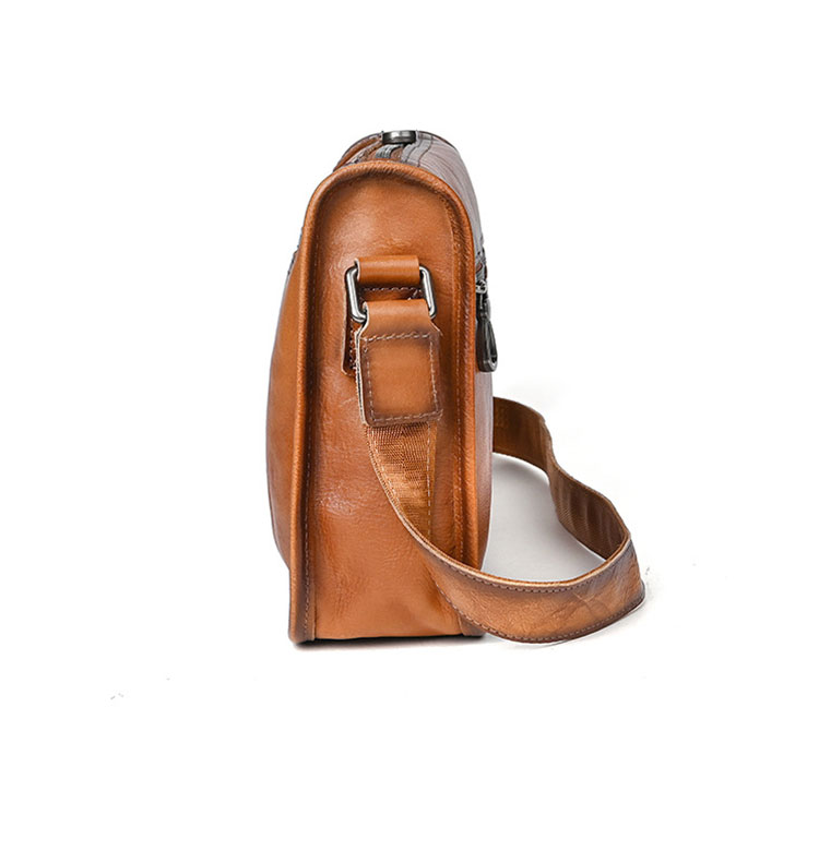 Whatna アンティーク風合い鞣し天 然 牛革ショルダーバッグ メンズ メッセンジャーバッグ 縦型  小さめ ビジネスバッグ  B5 ipad 9.7収納可  横 型 本革通勤 通学 斜めがけバッグ 自転車 かばん男性用 ブラウン13573-3