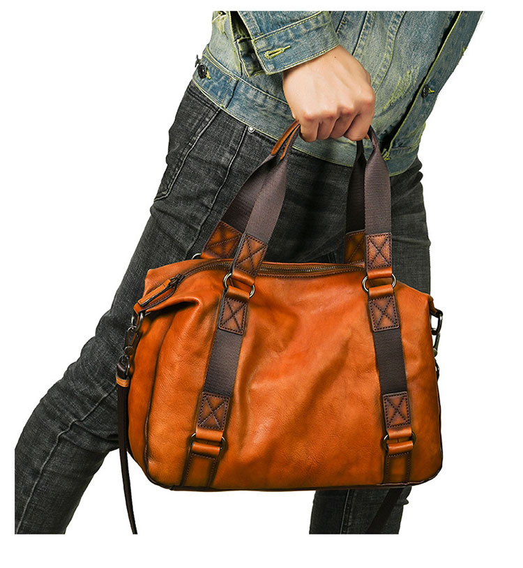 Whatna  アンティーク風合い鞣し天 然 牛革 ワンショルダーメンズ バック 3way 斜め掛け胸バッグ 手提げバッグ 手持げバッグ トートバッグセカンドバッグA4 カジュアル フォーマル ビジネス 通学 通勤 肩掛けバッグ 自転車かばん-10