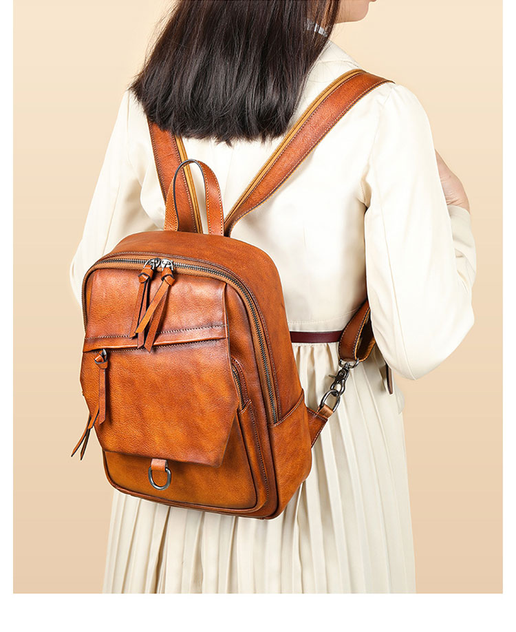 Whatna アンティーク風合い鞣し天 然 牛 革 ワンショルダーメンズ 3way 斜めがけ 肩掛け ボディバッグ 胸バッグ リュックバック 手持ちバック 手提げバック 本革 厚手 レザー A4 サイズipad 10.5収納可 ダブルファスナー 左右付け替え可能 2296-14