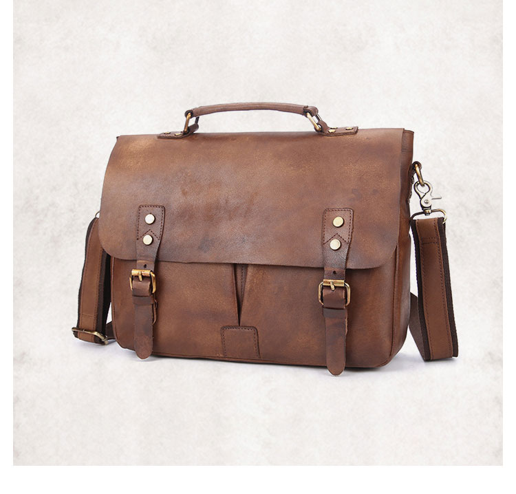 Whatna アンティーク風合い鞣し天 然 牛革 ビジネスバッグメンズ 2way ショルダー 手提げバッグ ブリーフケース15.6インチPC対応 旅行 出張 通勤 通学 就活 面接 バッグ かばん 男性用8825-2