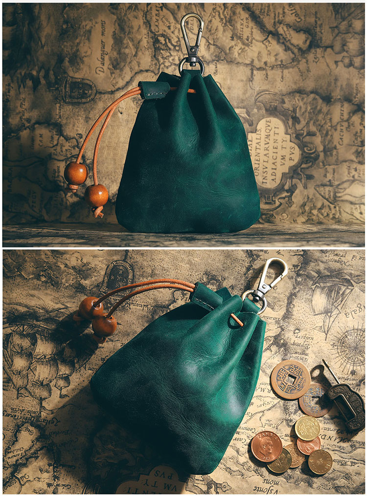 Whatna 手作り小銭入れ メンズ レディース コインケース コンパクト 小物入れ ミニ財布 牛 革 本 革 リングが付-1