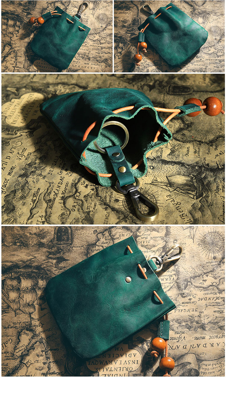 Whatna 手作り小銭入れ メンズ レディース コインケース コンパクト 小物入れ ミニ財布 牛 革 本 革 リングが付-2