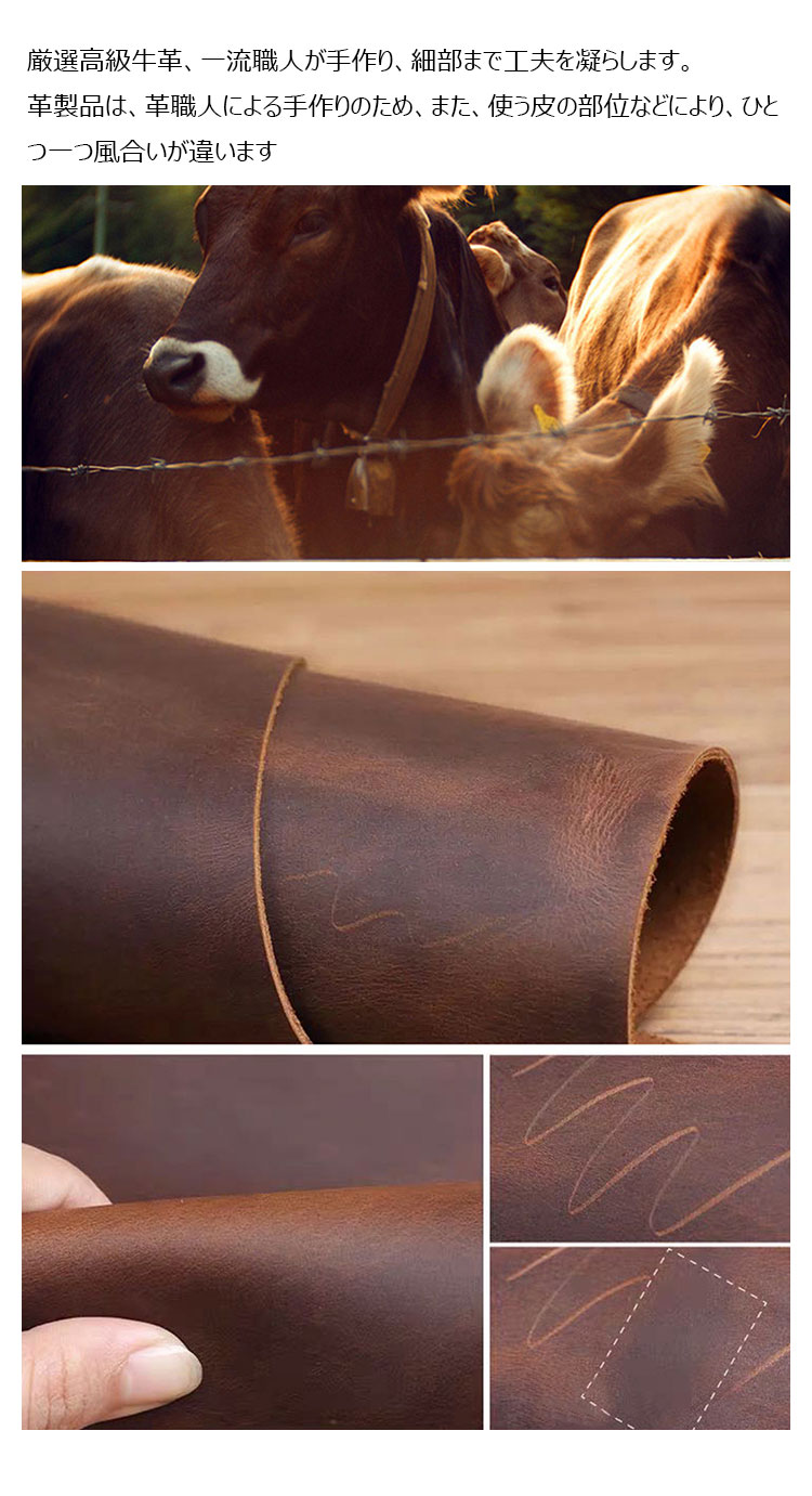 Whatna 手作り小銭入れ メンズ レディース コインケース コンパクトミニ財布 手のひらサイズ 牛 革 本 革-4