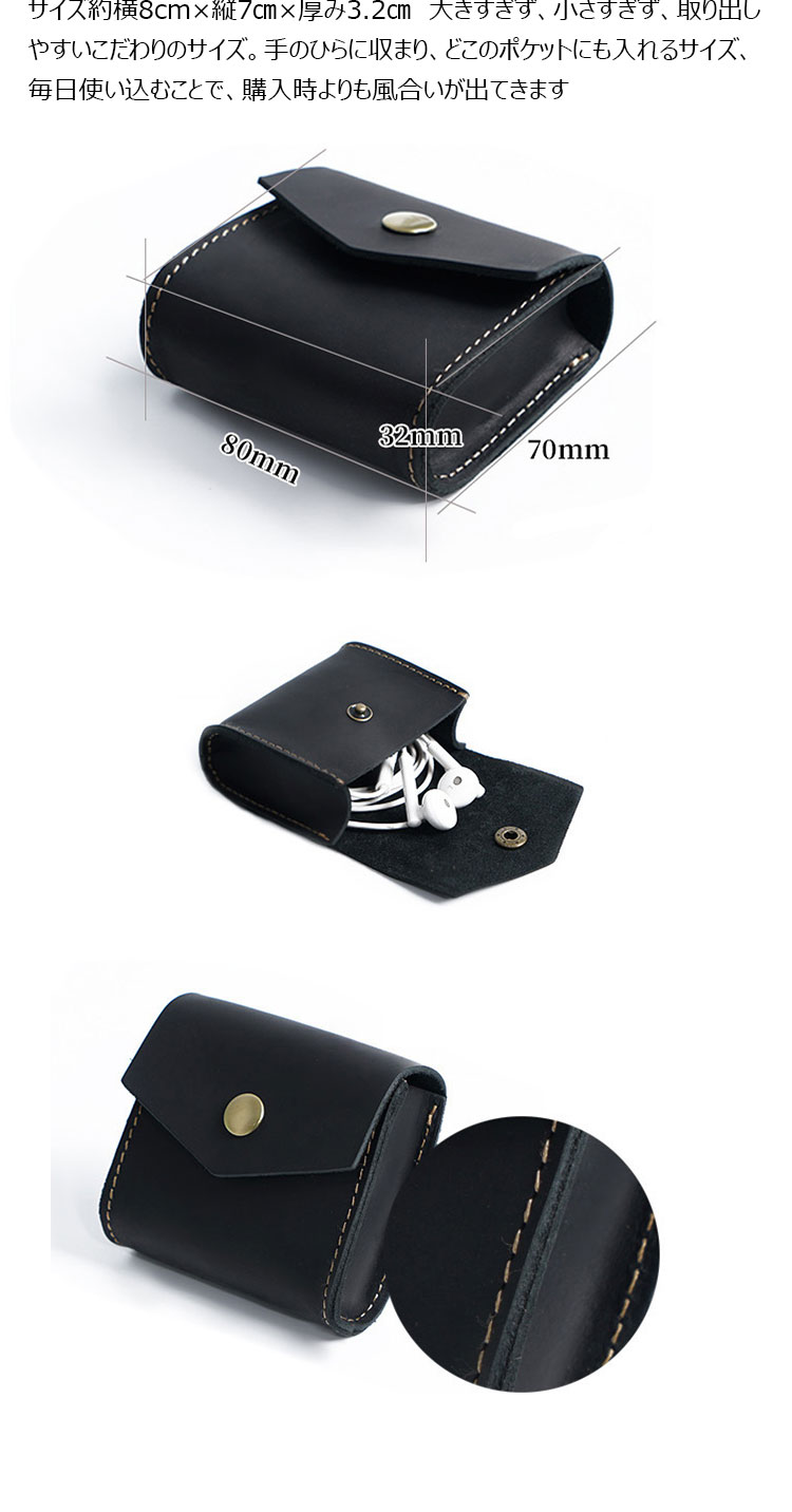 Whatna  手作り小銭入れ メンズ レディース ミニ財布 コインケース コンパクト 小物入れ 札入れ 牛 革 本 革-2