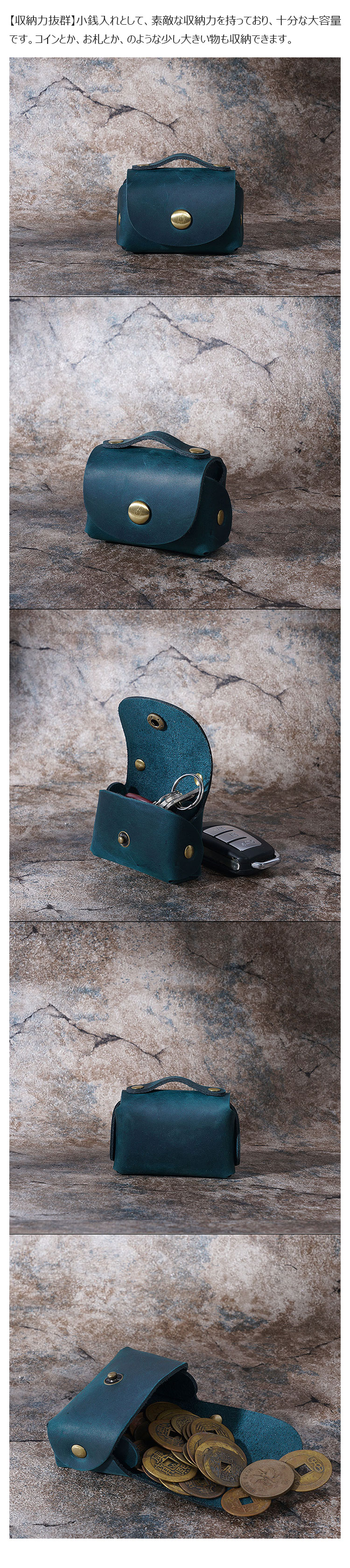 Whatna  手作り小銭入れ メンズ レディース ミニ財布 コインケース コンパクト 小物入れ 札入れ 牛 革 本 革-8