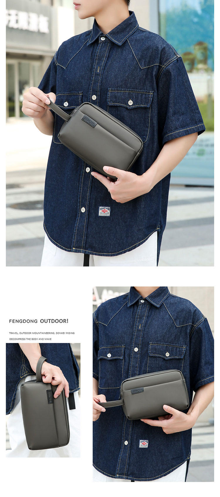 Whatna  セカンドバッグ メンズ クラッチ バッグ 防水性が高いボックス型 軽くて持 ハンドバッグ手持ちバッグ 手提げバッグ 化粧バッグフォーマル 結婚式 葬式 冠婚葬祭 パーティー バッグ-14