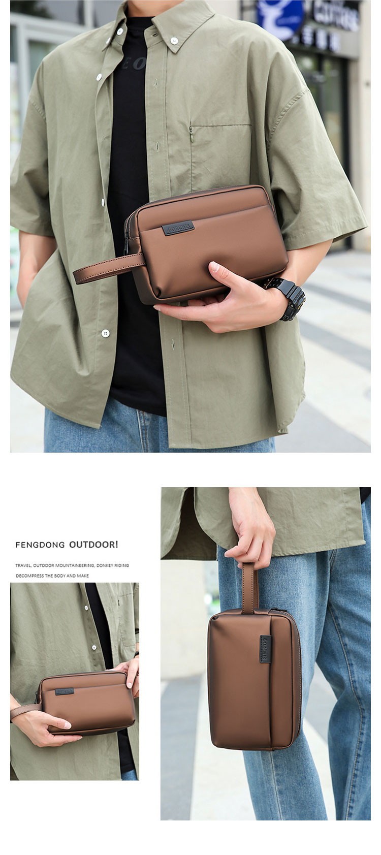 Whatna  セカンドバッグ メンズ クラッチ バッグ 防水性が高いボックス型 軽くて持 ハンドバッグ手持ちバッグ 手提げバッグ 化粧バッグフォーマル 結婚式 葬式 冠婚葬祭 パーティー バッグ-13