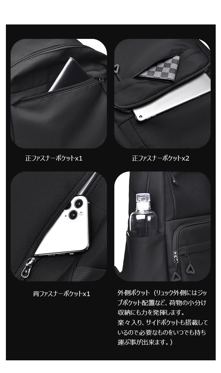 Whatna リュックバック メンズ レディース バックパックリュックサック 手提げバック 肩掛けバッグ マザーズバッグ ダブルファスナー 撥水 軽量 通勤 通学 旅行 カジュアルバック 大容量 スタイリッシュ おしゃれ 男女兼用-10