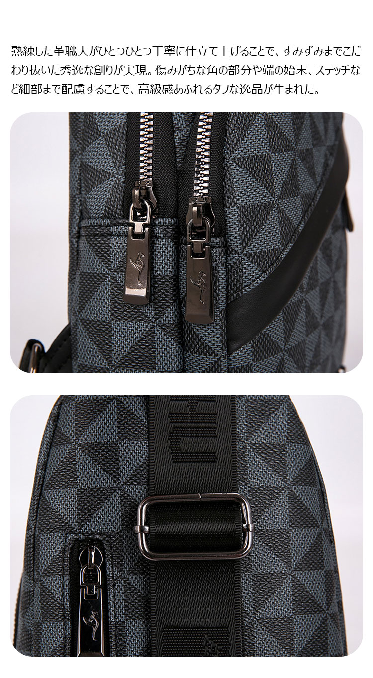 ワンショルダーメンズ ボディバッグ 斜め掛けバッグ肩掛け 胸バッグ メッセンジャーバッグ PUレザー大容量 イヤホン穴付き 左右に付け替え可 軽量 男女兼用-11