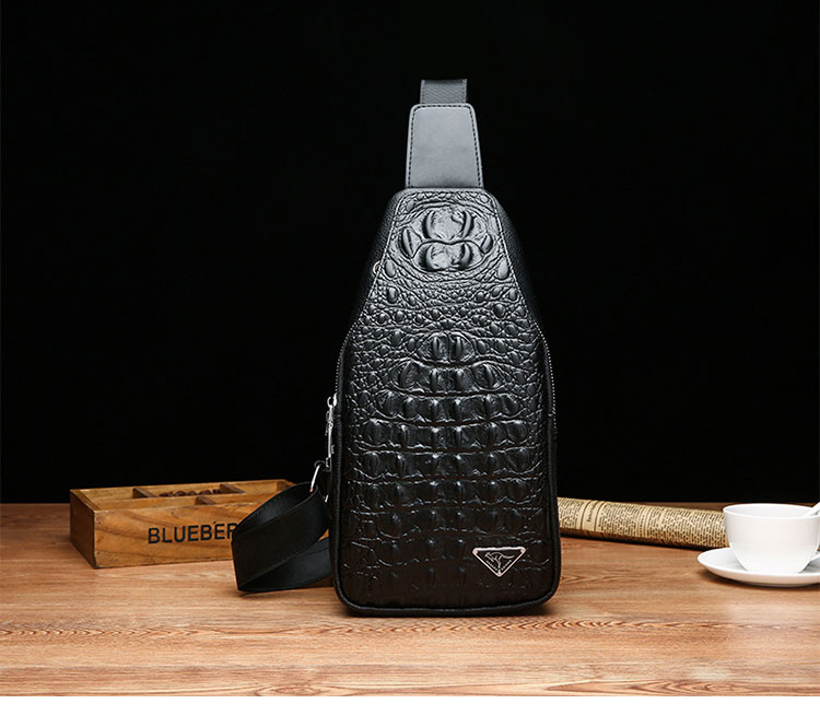 Whatna ワンショルダーメンズ ボディバッグ 斜め掛けバッグ肩掛け 胸バッグ メッセンジャーバッグ PUレザー大容量 イヤホン穴付き 左右に付け替え可 軽量 男女兼用-1