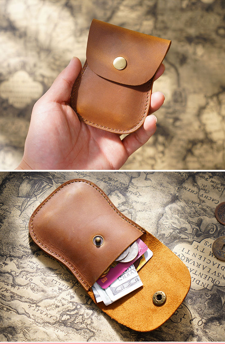 Whatna 天 然 厚 手 牛革 小銭入れ コインケース メンズ レディースミニ財布 小さい財布 札入れ カードケース 本革 イヤホン収納ケース PL-115-2