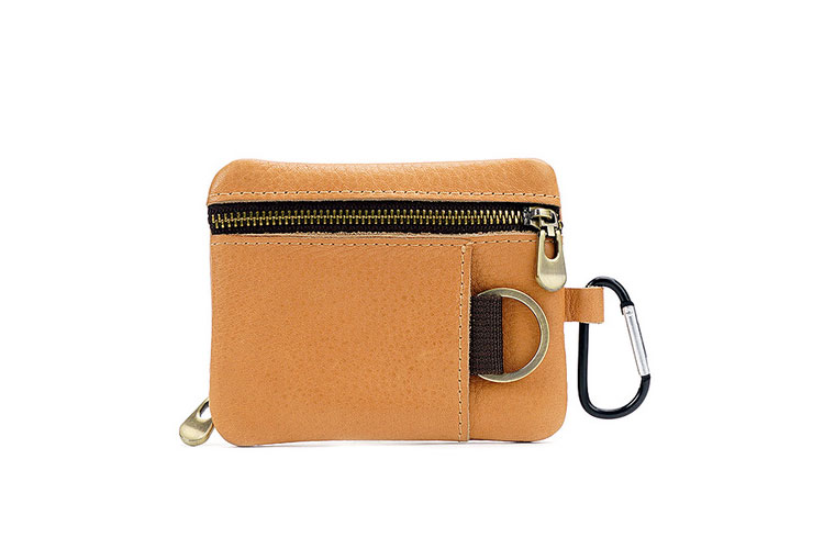 Whatna アンティーク風合い鞣し天 然 牛 革 小銭入れ コインケース メンズ レディース 2way ミニサコッシュ カラビナポーチ ベルトループ ミニ財布 小さい財布 札入れ カードケース イヤホン収納ケース カラビナ付き  PL-119-1