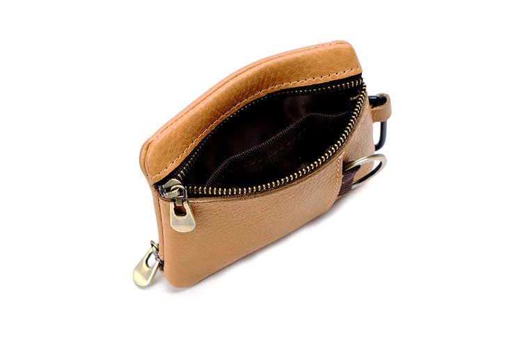 Whatna アンティーク風合い鞣し天 然 牛 革 小銭入れ コインケース メンズ レディース 2way ミニサコッシュ カラビナポーチ ベルトループ ミニ財布 小さい財布 札入れ カードケース イヤホン収納ケース カラビナ付き  PL-119-3