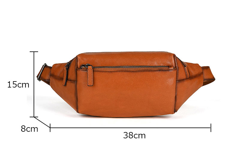 Whatna アンティーク風合い鞣し天 然 牛革 ウエストポーチ ウエストバッグ メンズ ミニショルダーバッグ 手作業で作 男女兼用 本革 斜めがけ ボディバッグ ワンショルダー 軽量 ブラウン 黒15026-1