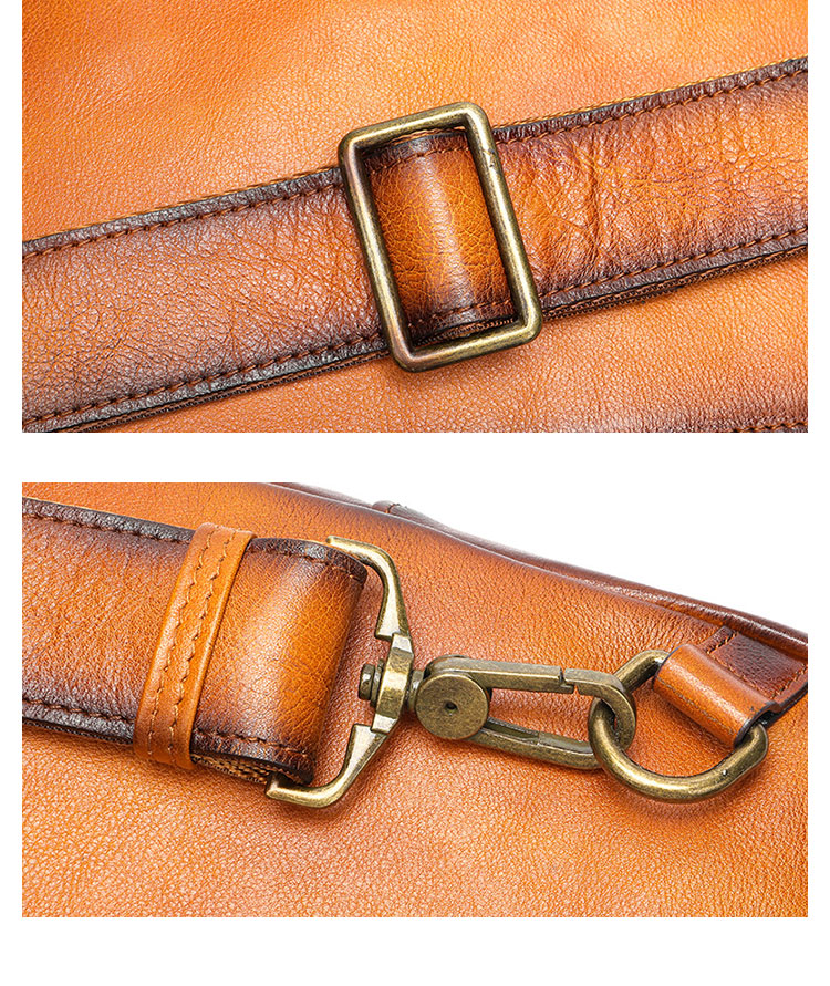 Whatna アンティーク風合い鞣し天 然 牛 革 ワンショルダーメンズ 3way 斜めがけ 肩掛けミニボディバッグ 胸バッグ  本革 厚手 レザー プレゼント 紳士用 男性用 8082-6