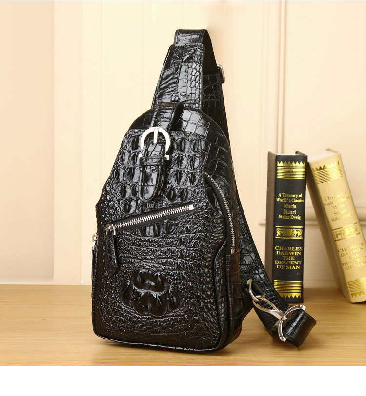 ブラック クロコダイル革レザー ショルダーバッグ Whatna クロコダイル革 本革 斜めがけ ボディバッグ ワン