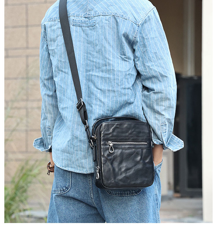 Whatna アンティーク風合い鞣し天 然 牛革ショルダーバッグ メンズ 3way 斜め掛け ボディバッグ 肩掛け バッグ 胸バッグ セカンドバッグ 2室仕切 ipad Mini 収納可 結婚式 バッグ ビジネス フォーマル 冠婚葬祭 バッグ 6668-8