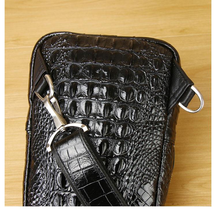 Whatna クロコダイル革 本革 斜めがけ ボディバッグ ワンショルダー メンズバッグ ボディ斜め掛け胸バッグ ワニ革 厚手 レザー 黑 ブラウン 6536-11