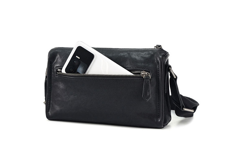 Whatna アンティーク風合い鞣し天 然 牛革ショルダーバッグ メンズ メッセンジャーバッグ 小さめ ビジネスバッグ ipad Mini収納可 横 型 本革通勤 通学 斜めがけバッグ 自転車 かばん男性用 黒6755-4