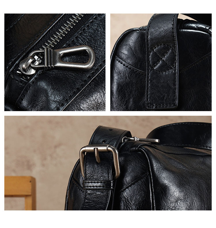 Whatna アンティーク風合い鞣し天 然 牛革ショルダーバッグ メンズ メッセンジャーバッグ 小さめ ビジネスバッグ ipad Mini収納可 横 型 本革通勤 通学 斜めがけバッグ 自転車 かばん男性用 黒6780-7