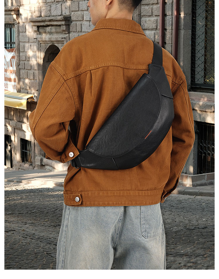 Whatna アンティーク風合い鞣し天 然 牛 革 斜めがけ ボディバッグ ワンショルダー メンズ ボディ斜め掛け 胸バッグ  肩掛けバック本革 厚手 レザー 左右付け替え可能  6378-9