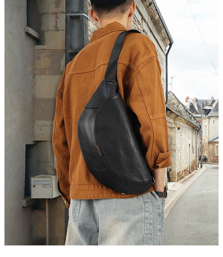 Whatna アンティーク風合い鞣し天 然 牛 革 斜めがけ ボディバッグ ワンショルダー メンズ ボディ斜め掛け 胸バッグ  肩掛けバック本革 厚手 レザー 左右付け替え可能  6378-10