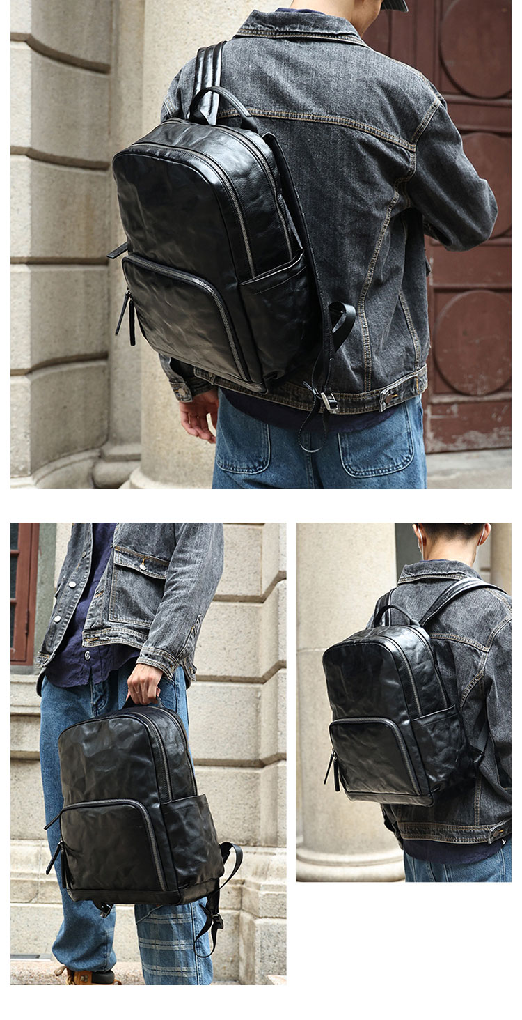 Whatna アンティーク風合い鞣し天 然 牛革ビジネスバッグメンズバッグ 手提げ・リュックの2WAY厚 手 本革 レザー A4 17インチpc収納可 旅行 出張用 通勤 通学 就活 面接 バッグ かばん 男性用 黒6691-10