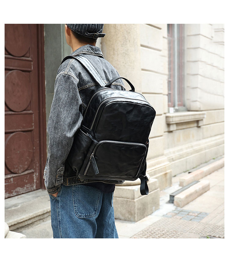 Whatna アンティーク風合い鞣し天 然 牛革ビジネスバッグメンズバッグ 手提げ・リュックの2WAY厚 手 本革 レザー A4 17インチpc収納可 旅行 出張用 通勤 通学 就活 面接 バッグ かばん 男性用 黒6691-8