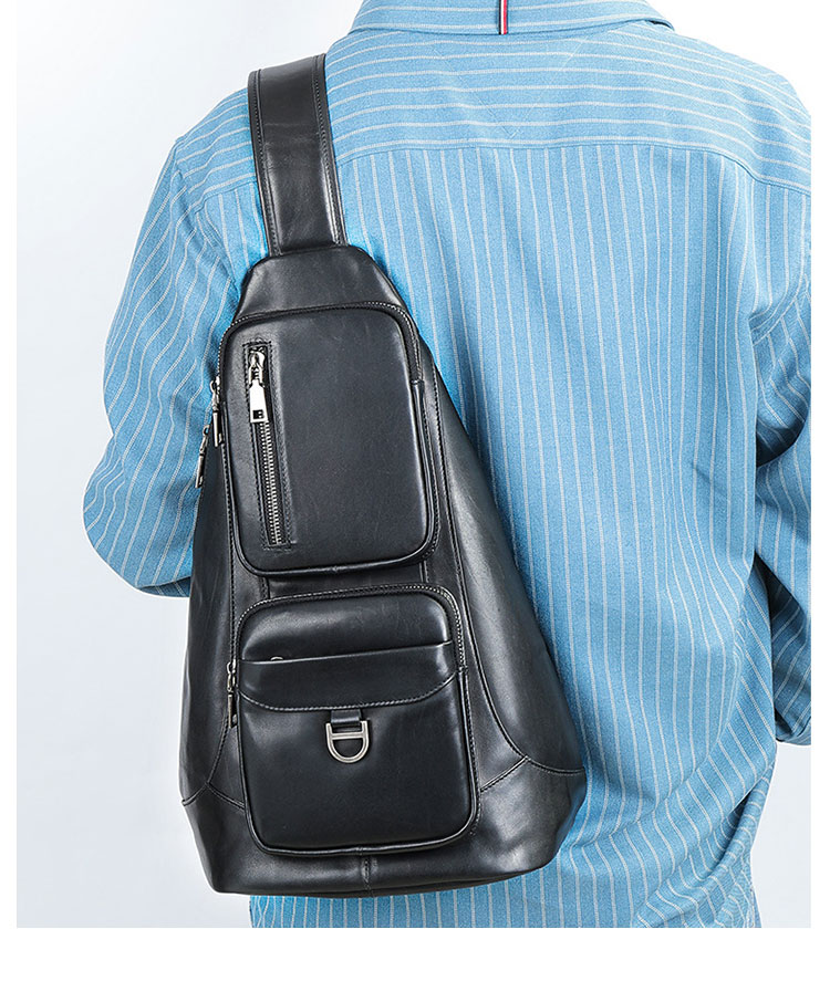 Whatna アンティーク風合い鞣し天 然 牛 革 斜めがけ ボディバッグ ワンショルダー メンズ ボディ斜め掛け 胸バッグ 肩掛けバック本革 厚手 レザー 左右付け替え可能 9176-9