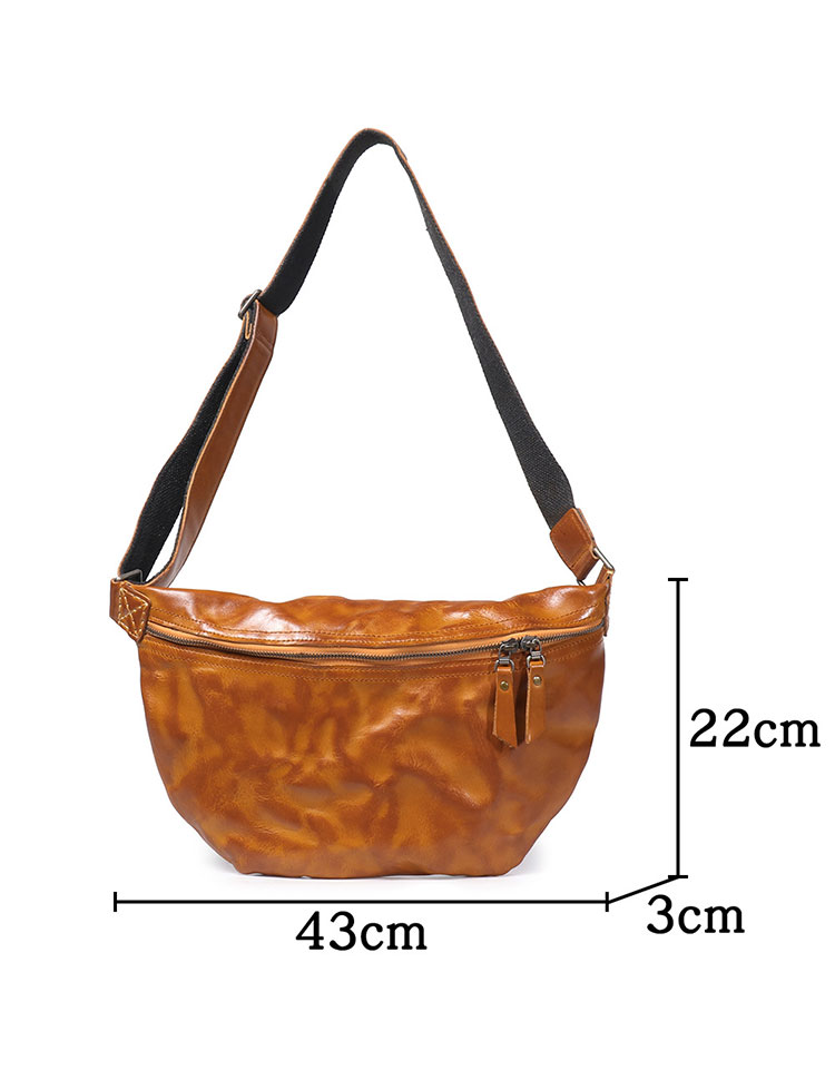 Whatna アンティーク風合い鞣し天 然 牛 革 ワンショルダーメンズ 3way 斜めがけ 肩掛けミニボディバッグ 胸バッグ 本革 厚手 レザーIpad 10.5収納可 B033A-1