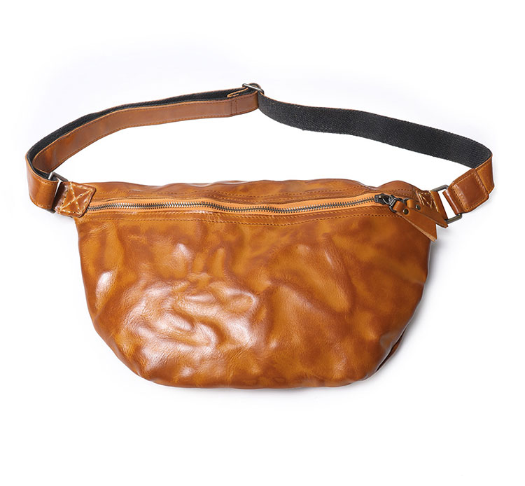 Whatna アンティーク風合い鞣し天 然 牛 革 ワンショルダーメンズ 3way 斜めがけ 肩掛けミニボディバッグ 胸バッグ 本革 厚手 レザーIpad 10.5収納可 B033A-2