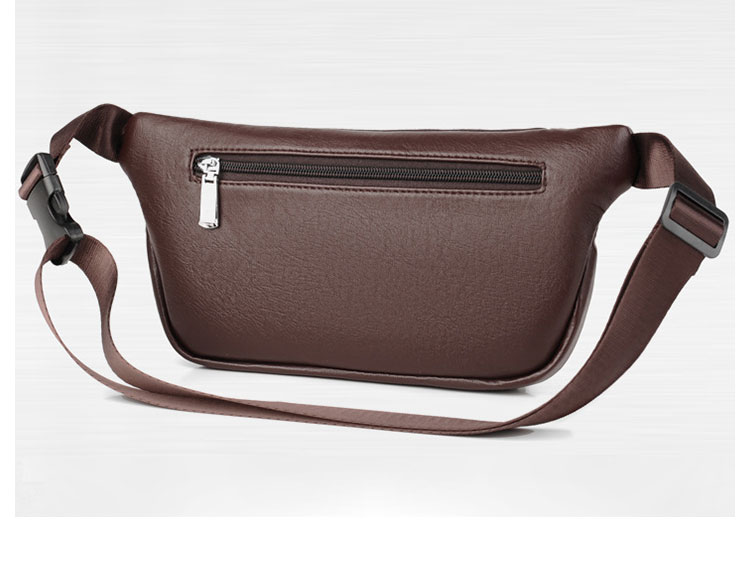 Whatna ワンショルダーメンズ 斜めがけ ボディバッグ  ウエストバッグ ウエストポーチ ショルダーバッグ 男女兼用 PUレザー本革 イヤホン穴付 キーリング付  軽量 黒 ブラウン 2035-4