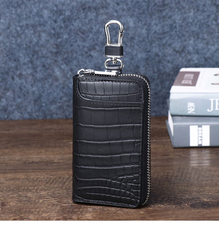 Whatna キーケース メンズ レディース スマートキーケース 6連フック カラビナ  車キーケース 厚 手 レザー本革  コンパクト カードキーケース カード入れ 5302-1