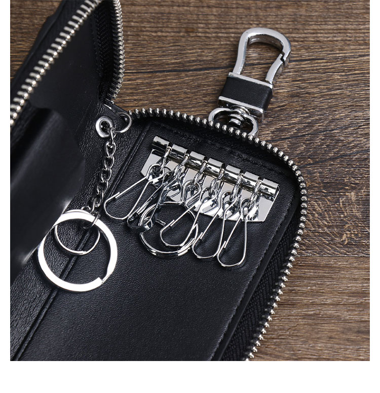 Whatna キーケース メンズ レディース スマートキーケース 6連フック カラビナ  車キーケース 厚 手 レザー本革  コンパクト カードキーケース カード入れ 5302-8