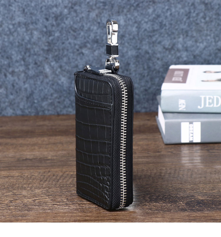 Whatna キーケース メンズ レディース スマートキーケース 6連フック カラビナ  車キーケース 厚 手 レザー本革  コンパクト カードキーケース カード入れ 5302-2