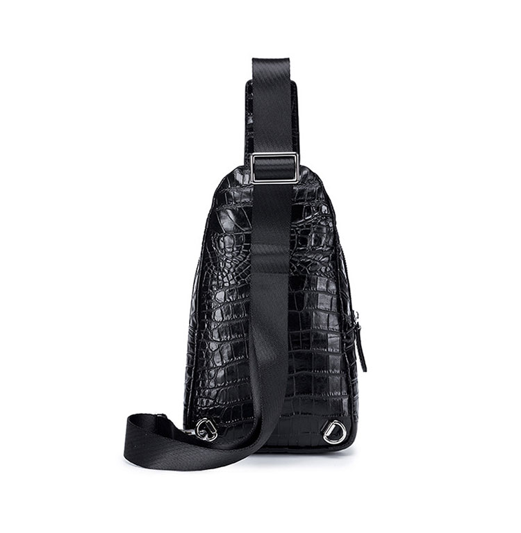 Whatna クロコダイル型押し 天 然 牛革 斜めがけ ボディバッグ ワンショルダー メンズ  本 革 厚手 レザー  黒 ブラウン ML-8879-2