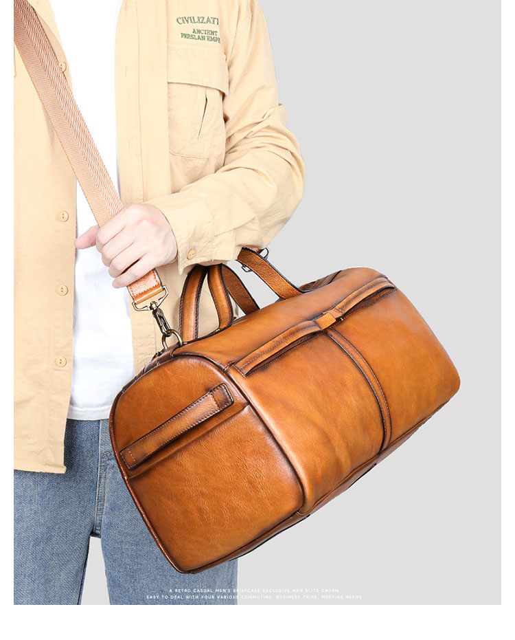 Whatna アンティーク風合い鞣し天 然 牛革 ビジネスバッグメンズ 2way ショルダー 手提げバッグ ブリーフケース14インチPC対応 旅行 出張 通勤 通学 就活 面接 バッグ かばん 男性用2061-8