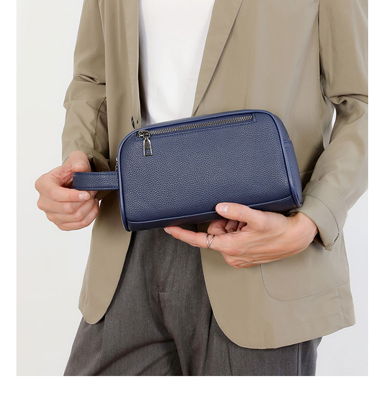 Whatna 2WAYハンドル ドラム型セカンドバッグ メンズ バッグ クラッチ バッグ 小さい 手持ちバッグ ボックス型 厚手 pu レザー 化粧バッグ 結婚式 バッグ フォーマル ビジネス 冠婚葬祭 バッグ 男性用 紳士用-11