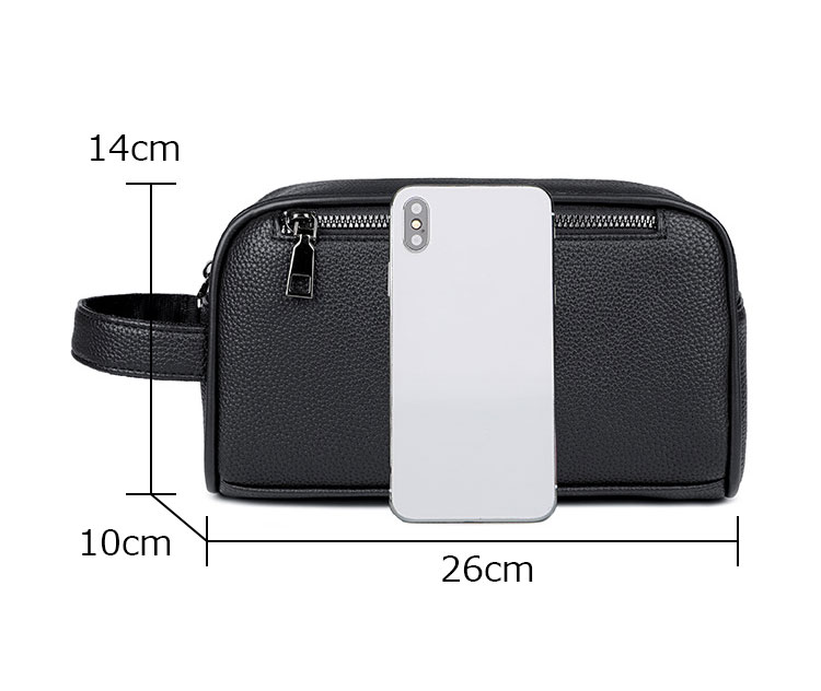 Whatna 2WAYハンドル ドラム型セカンドバッグ メンズ バッグ クラッチ バッグ 小さい 手持ちバッグ ボックス型 厚手 pu レザー 化粧バッグ 結婚式 バッグ フォーマル ビジネス 冠婚葬祭 バッグ 男性用 紳士用-6