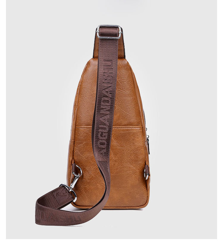 Whatna ワンショルダーメンズ バッグ 斜め掛け ボディーバッグ 肩掛け胸バッグ 左右付け替え可能 厚手  レザー6100-3