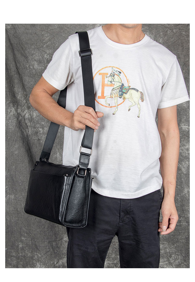 Whatna アンティーク風合い鞣し天 然 牛革ショルダーバッグ メンズ メッセンジャーバッグ ボディ斜め掛け胸バッグ かばん斜めがけ 小さめ ビジネスバッグ A4 ipad 10.5収納可 本革 通勤 通学 斜めがけバッグ 自転車 かばん男性用 黒YH8071-9