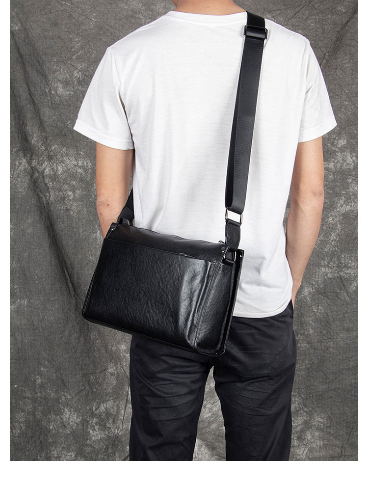 Whatna アンティーク風合い鞣し天 然 牛革ショルダーバッグ メンズ メッセンジャーバッグ ボディ斜め掛け胸バッグ かばん斜めがけ 小さめ ビジネスバッグ A4 ipad 10.5収納可 本革 通勤 通学 斜めがけバッグ 自転車 かばん男性用 黒YH8071-10