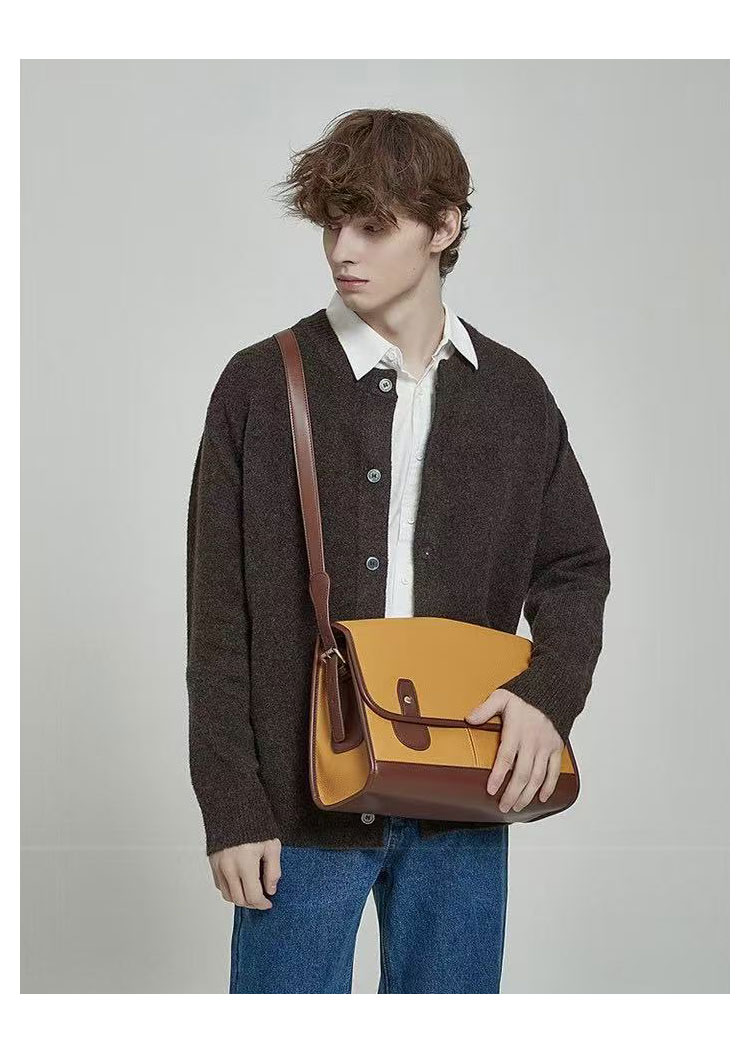 Whatna 革 ショルダーバッグ メンズ メッセンジャーバッグ ボディ斜め掛け胸バッグ かばん斜めがけ ビジネスバッグ A4 15センチPC収納可 厚手 レザー 通勤 通学 斜めがけバッグ 自転車 かばん男性用 黒XM-2748-8